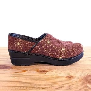 Sanita Original Danish Clog brown comfort shoes floral print tapestry Size 38